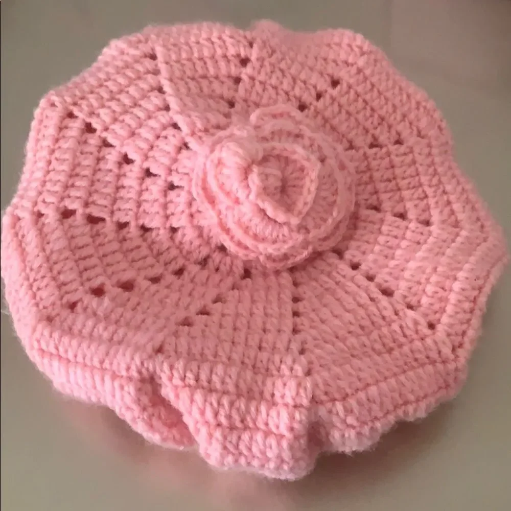 Handmade pink flower hat